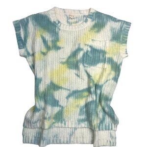 POL Oversized Tie Dye Effect Slouchy Sweater tunic Size MED Hi Lo Hem